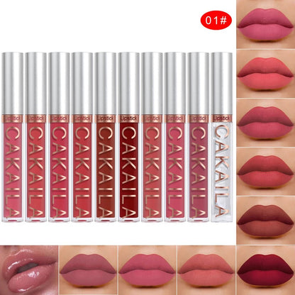10Pcs Matte Lip Gloss Set - Waterproof Non-Stick Cup Liquid Lipstick Kit Nude Bold Shades Moisturizing Lip Tint for Women Makeup - Lunara Elegance Store