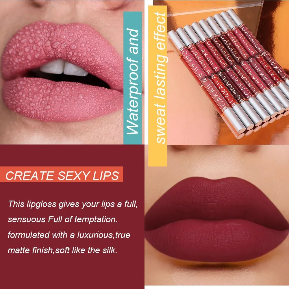 10Pcs Matte Lip Gloss Set - Waterproof Non-Stick Cup Liquid Lipstick Kit Nude Bold Shades Moisturizing Lip Tint for Women Makeup - Lunara Elegance Store