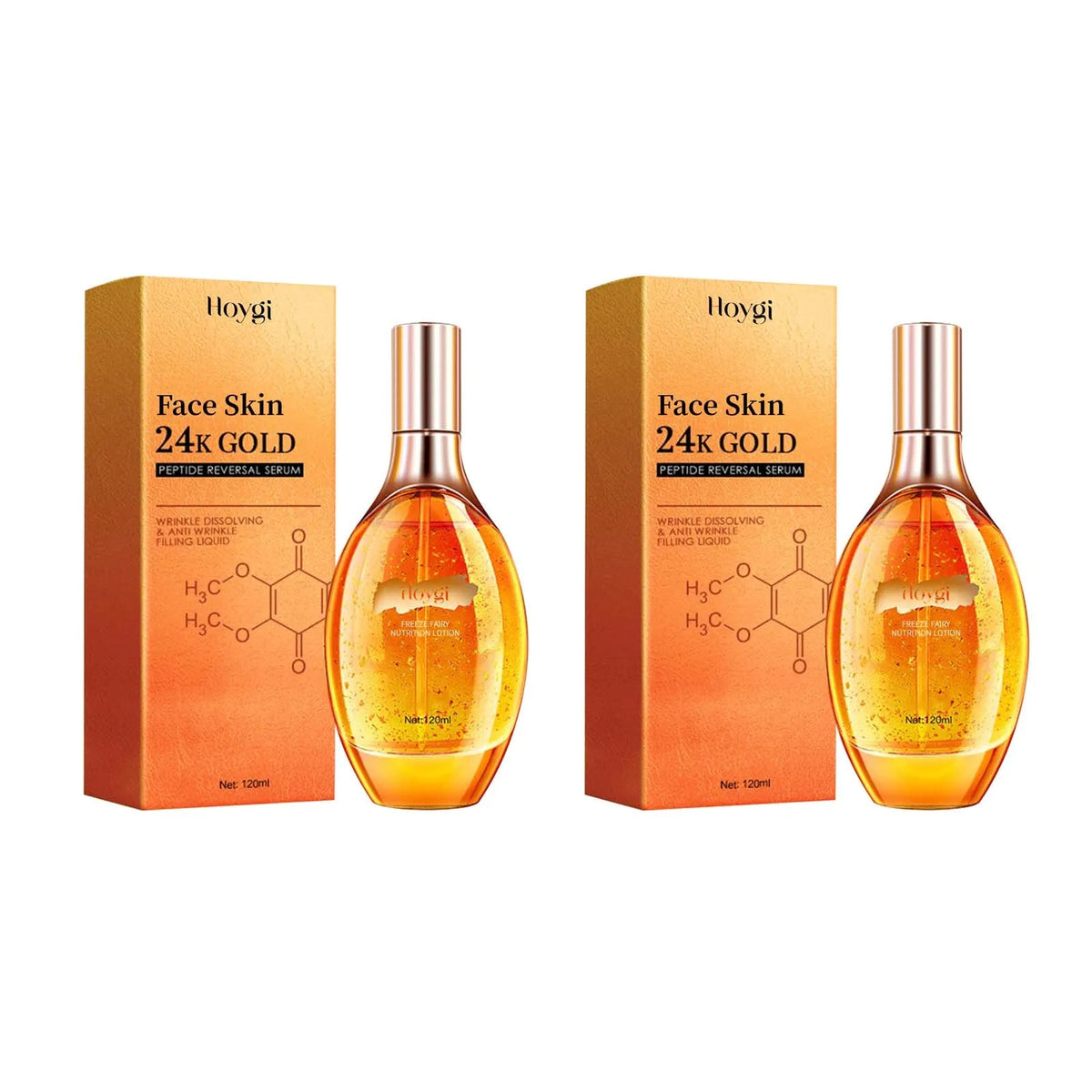 24K Gold Peptide Facial Essence Hydrating Wrinkle Tightening & Firming Youth Revitalizing Face Serum Brightening Anti Aging - Lunara Elegance Store
