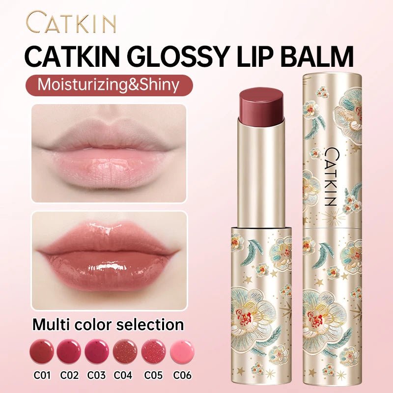 CATKIN GLOSSY LIP BALM Hydrating Lip Stick Lip Tint Lipstick Long Lasting 12H Hydration Moisturize, Protect & Soothe Dry Lips - Lunara Elegance Store