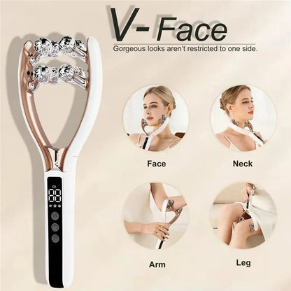 Facial Massager With 3D Roller,Lymphatic Drainage Tool For Face,Leg And Neck Massage - Lymphatic Contour Face Brush L - Lunara Elegance Store