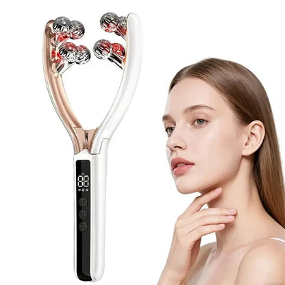 Facial Massager With 3D Roller,Lymphatic Drainage Tool For Face,Leg And Neck Massage - Lymphatic Contour Face Brush L - Lunara Elegance Store