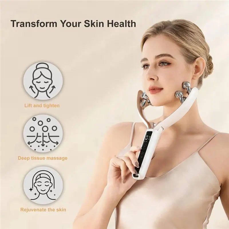 Facial Massager With 3D Roller,Lymphatic Drainage Tool For Face,Leg And Neck Massage - Lymphatic Contour Face Brush L - Lunara Elegance Store