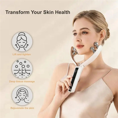 Facial Massager With 3D Roller,Lymphatic Drainage Tool For Face,Leg And Neck Massage - Lymphatic Contour Face Brush L - Lunara Elegance Store