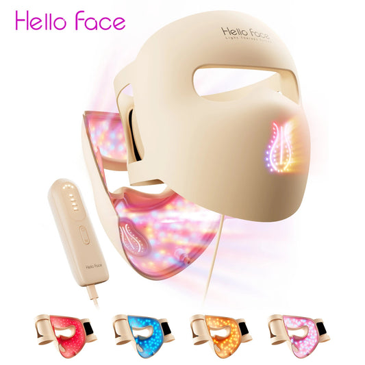 Hello Face M300 4D LED Light Therapy Mask 311 LEDs, 4 Modes, Anti-Aging & Acne Care, Ergonomic Silicone Design, Visual Comfort - Lunara Elegance Store