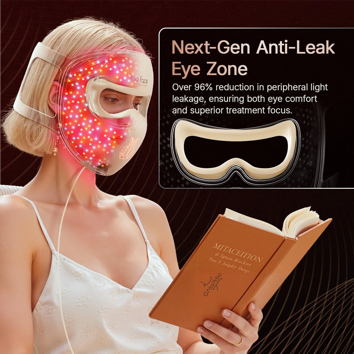 Hello Face M300 4D LED Light Therapy Mask 311 LEDs, 4 Modes, Anti-Aging & Acne Care, Ergonomic Silicone Design, Visual Comfort - Lunara Elegance Store
