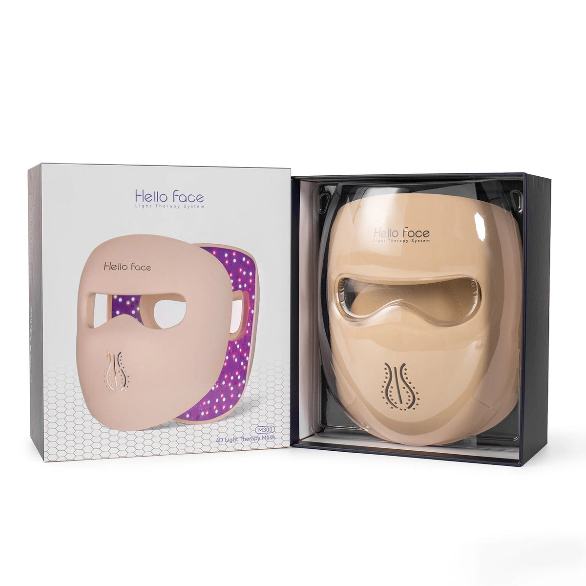 Hello Face M300 4D LED Light Therapy Mask 311 LEDs, 4 Modes, Anti-Aging & Acne Care, Ergonomic Silicone Design, Visual Comfort - Lunara Elegance Store